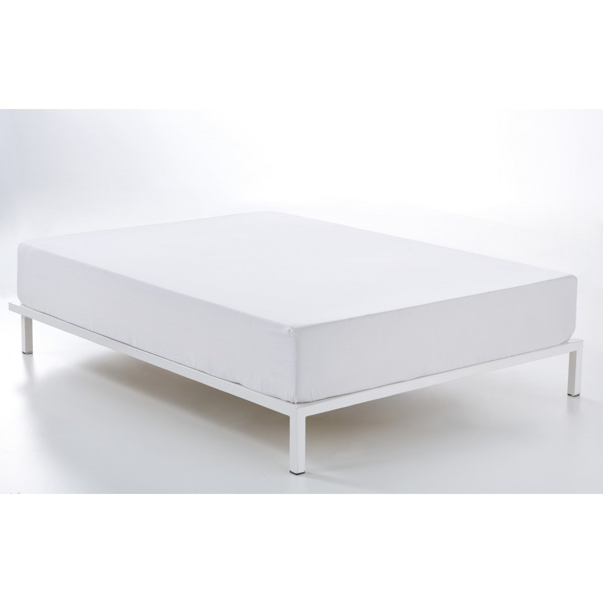 Bajera ajustable de satén color blanco - Cama de 160 (largo 210 y alto 35 cm) - 100% algodón - 300 hilos. Gramaje: 118