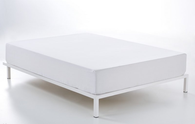 Bajera ajustable de satén color blanco - Cama de 160 (largo 210 y alto 35 cm) - 100% algodón - 300 hilos. Gramaje: 118