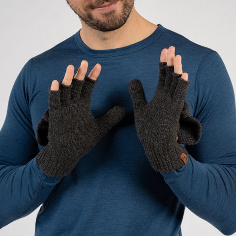 Converteerbare herenhandschoenen van gebreide merino