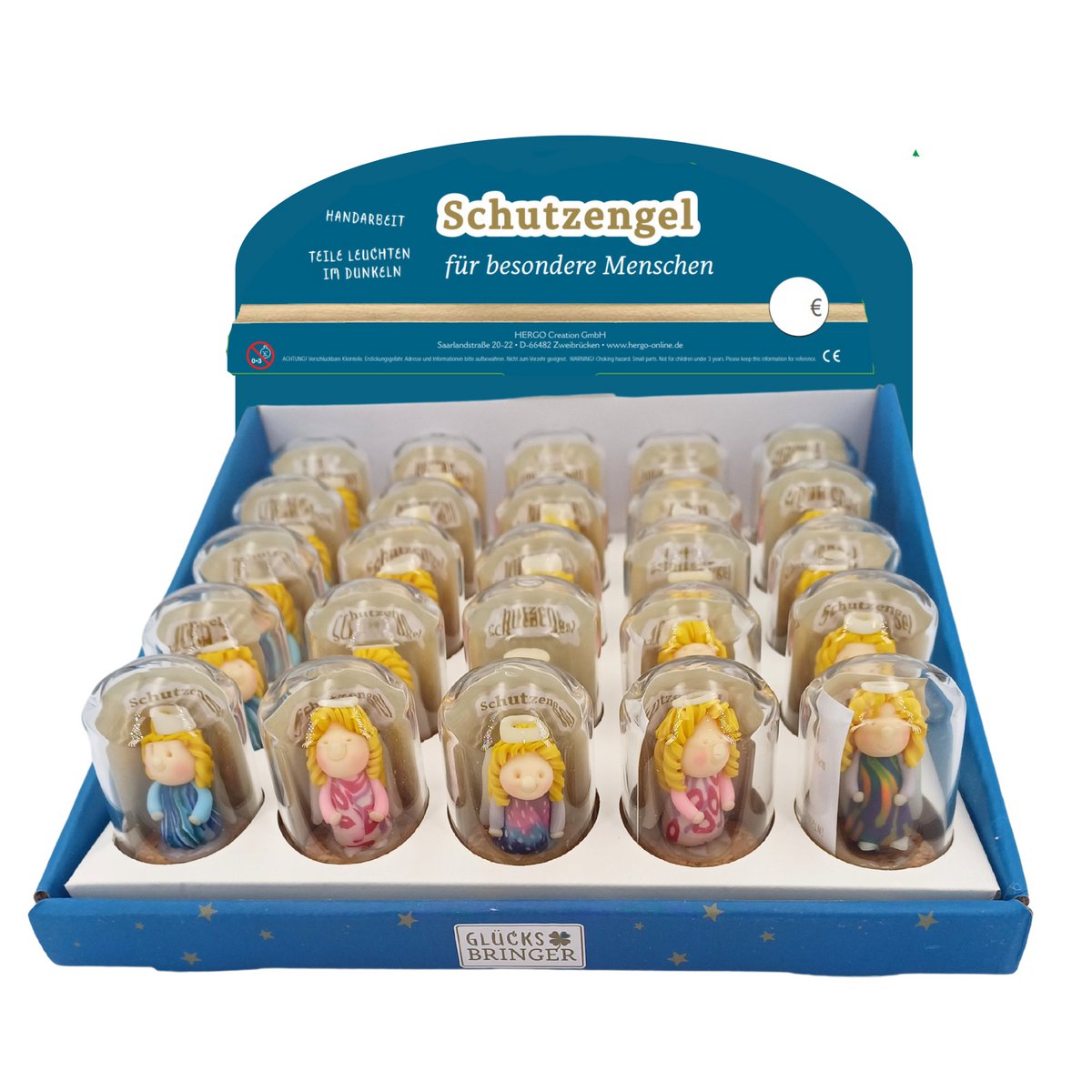 SET Anges gardiens dans un verre, 25 pièces, assortis dans un présentoir
