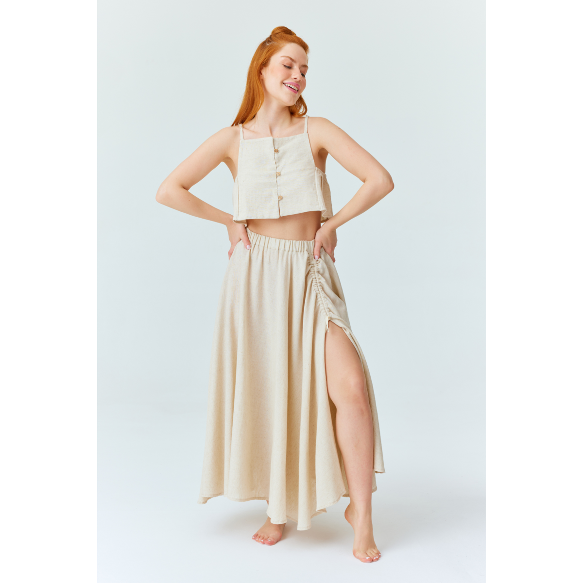 Falda de lino asana - beige natural