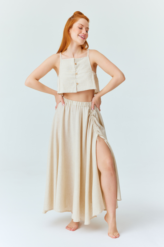 Falda de lino asana - beige natural