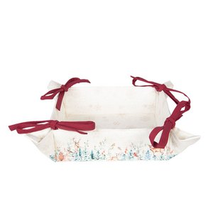 Bread basket 35x35x8 cm white red cotton deer gift kitchen
