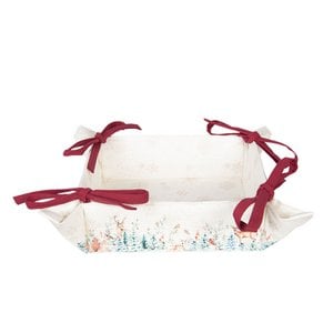 Bread basket 35x35x8 cm white red cotton deer gift kitchen