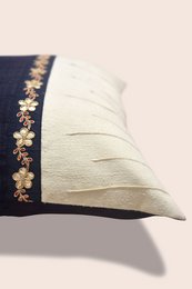 Cojín | Funda de seda Dupion tejida a mano Borde Dabka | 41x41cm