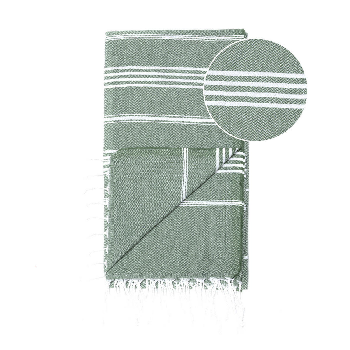 Asciugamano Spa Hammam in cotone AMARA – Compatto e senza sabbia – Verde kaki - 180x100 cm