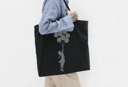 Borsa tote/borsa da strada Graffiti di Banksy - Ragazza con palloncini volanti