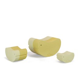  Yellow duckling bath toys, soft rubber construction, round shape, honey color, bath time play set.