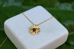 Chamomile Pendant Necklace: Healing Symbol Jewelry (Gold Plated Brass)
