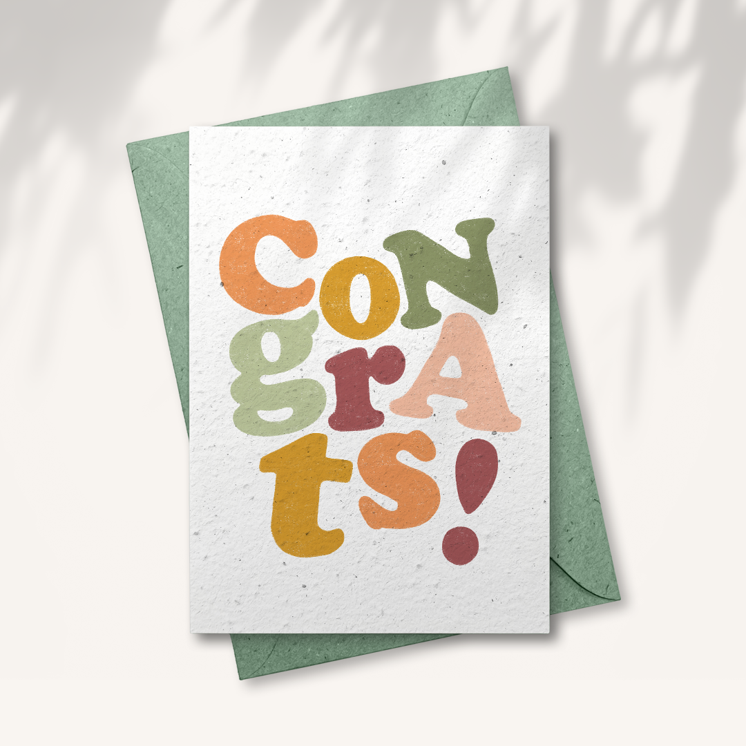 Tarjeta de felicitación de papel con semillas - Felicidades