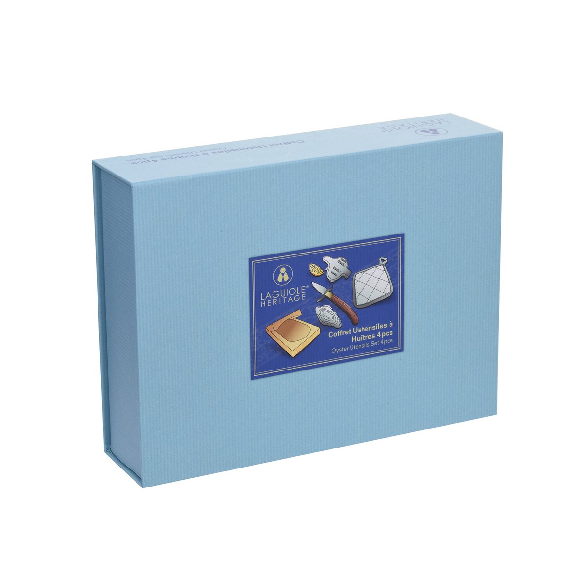Complete box Oyster set - 4 Accessories - Oyster knife, Lemon squeezer, Oyster block, Potholder - Stainless steel, rosewood wood - Gift box
