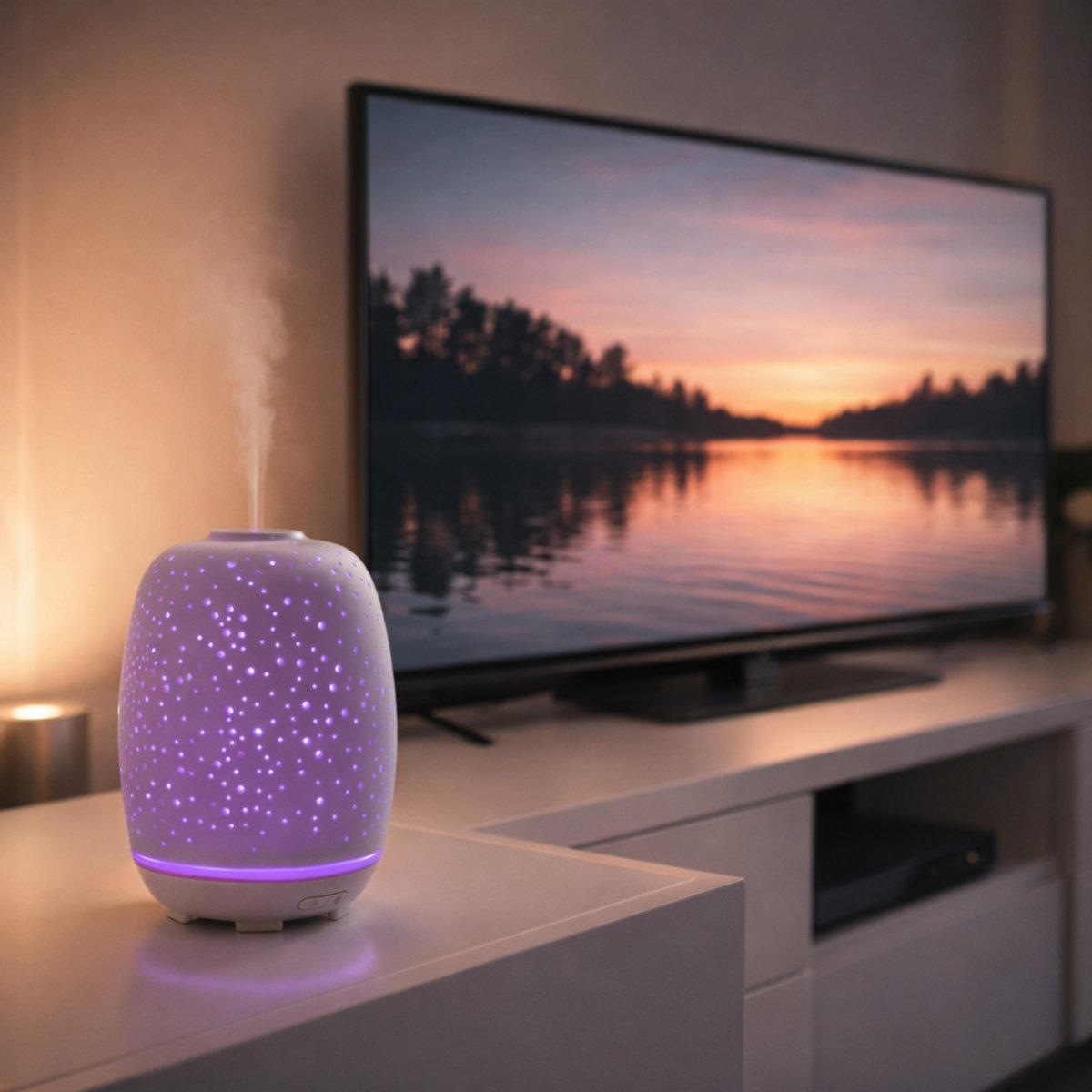 Ultralydsdiffuser – Stella – Rent og keramisk design – Spredning af æteriske olier – Original dekorationsidé