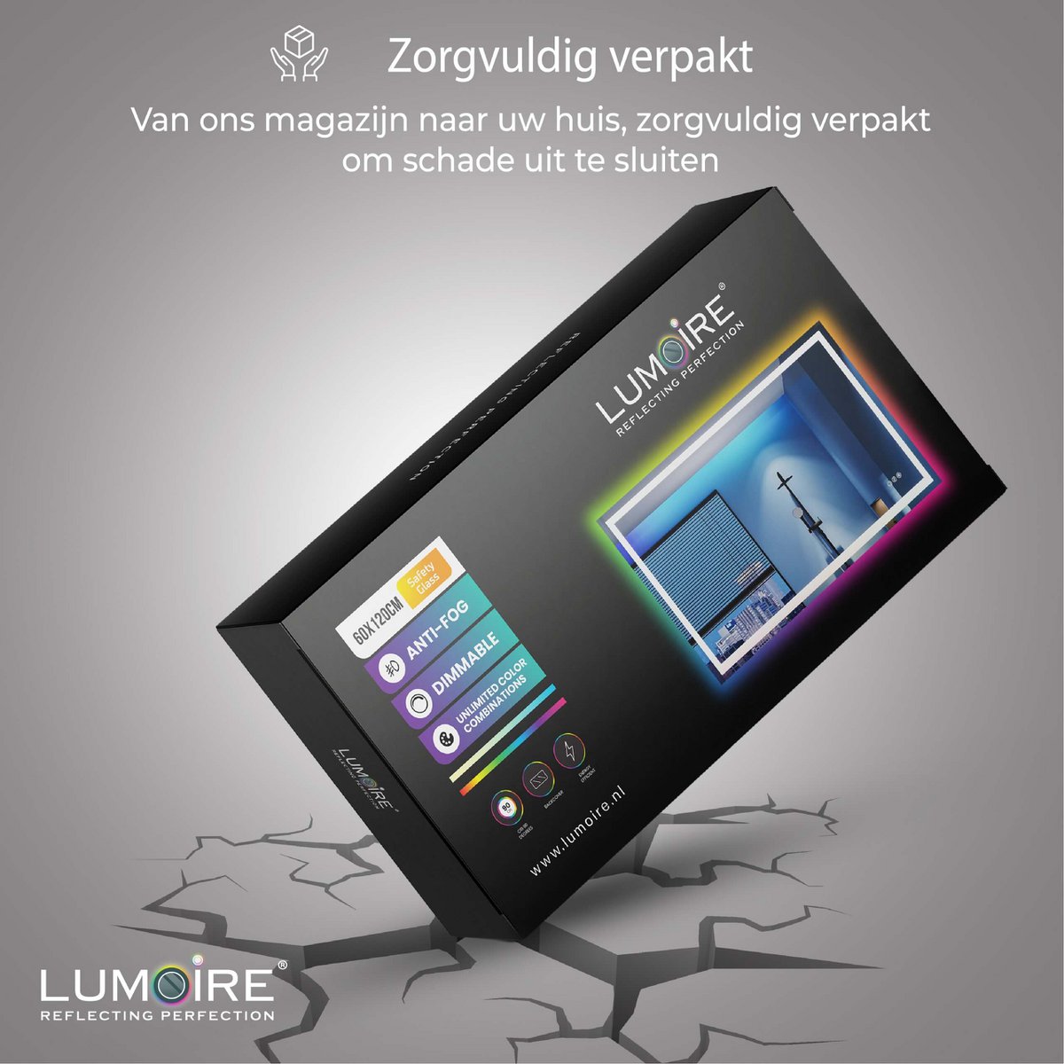 RGB-spiegel Lumoire Matrix horizontaal 120 cm