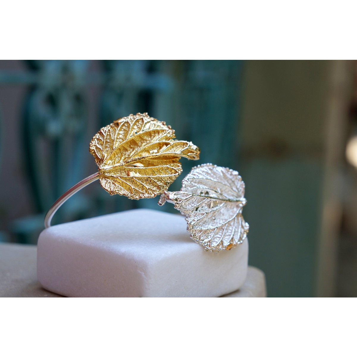 Mulberry Leaf zilveren armband, verstelbaar gerecycled sterling (handgemaakt)