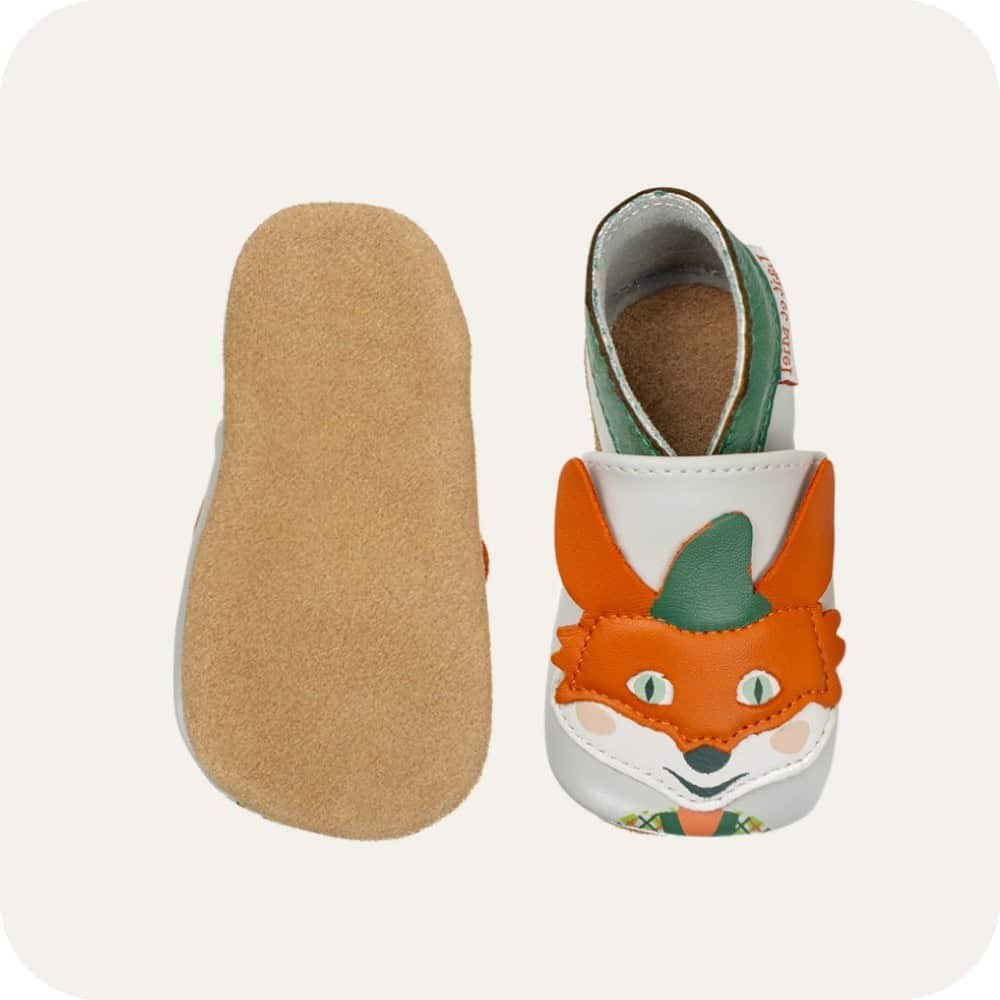 Pantuflas de bebé de piel suave Robin Hood Fox