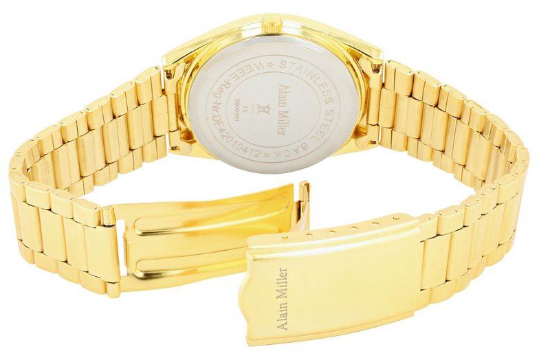 Alain Miller unisex watch with metal strap, Ø 36.5 mm, gold/green