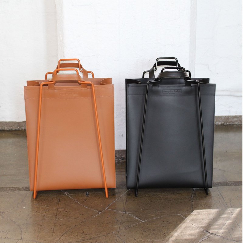 VAASA Leder Shopper schwarz