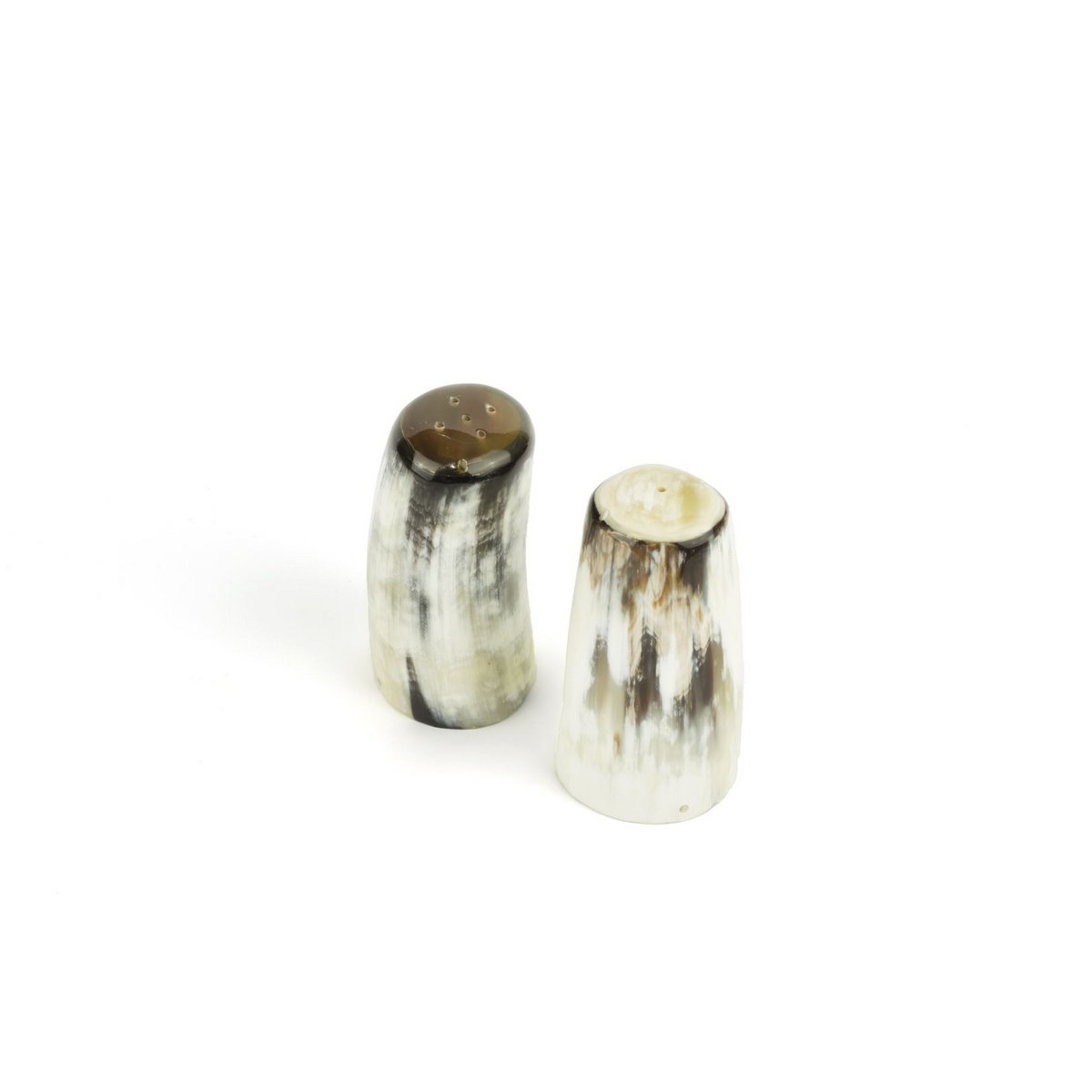 Salière et poivrière en corne blonde