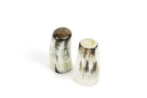 Salt and pepper shaker in blond horn