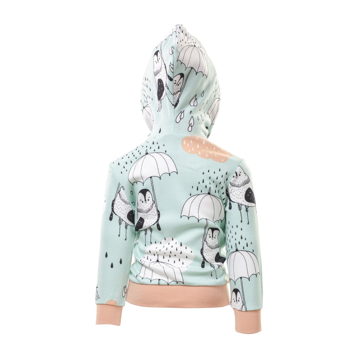 Hoodie, Allover Rain Birds Druck auf Grün