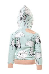 Sweat à capuche, imprimé Allover Rain Birds sur vert
