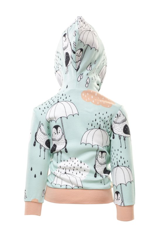 Sweat à capuche, imprimé Allover Rain Birds sur vert