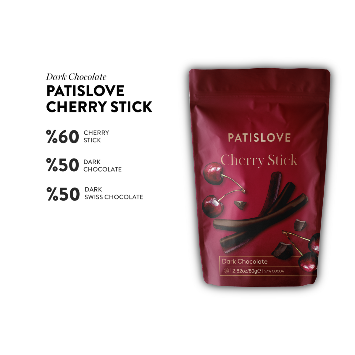 Kersenstick pure chocolade, 80 g