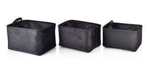 SARA BLACK SET OF 3 BASKETS L38x26xh22cm, M34x23xh20cm, W30x20xh18cm