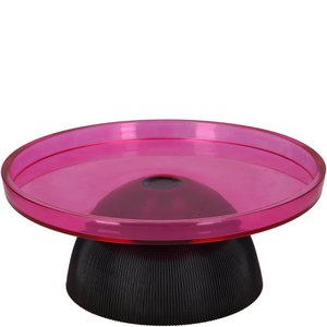 Glass plate Moga on foot, D31.5cm, H13cm, pink