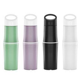 Sleek, reusable travel bottle in black with a minimalist design. Made of durable materials for on-the-go hydration.