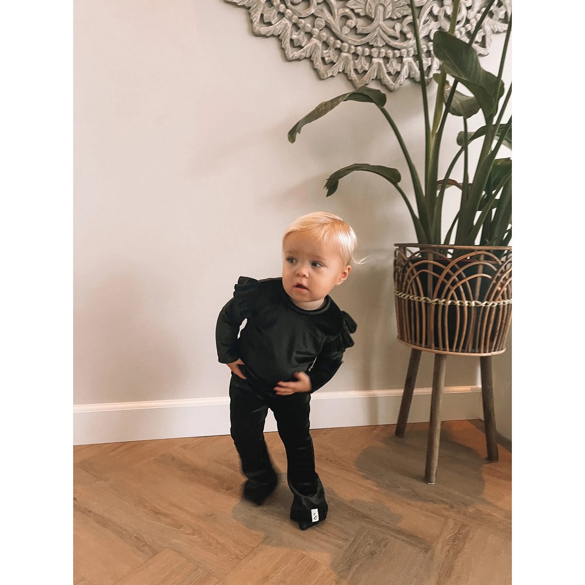 Legging en velours évasé noir