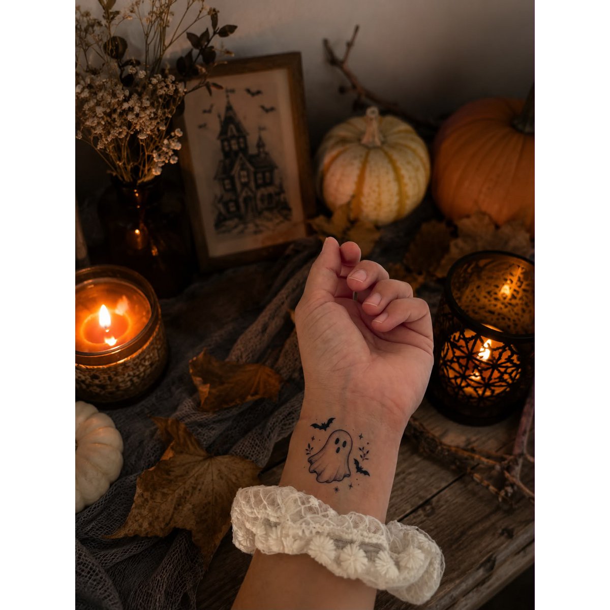 Tatuaje temporal: el fantasma de Halloween x5