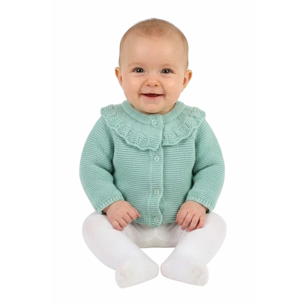 Cárdigan Bebé Niña Punto Cuello Volantes