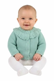 Cárdigan Bebé Niña Punto Cuello Volantes