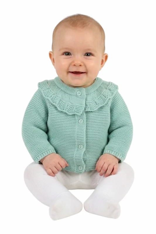 Cárdigan Bebé Niña Punto Cuello Volantes