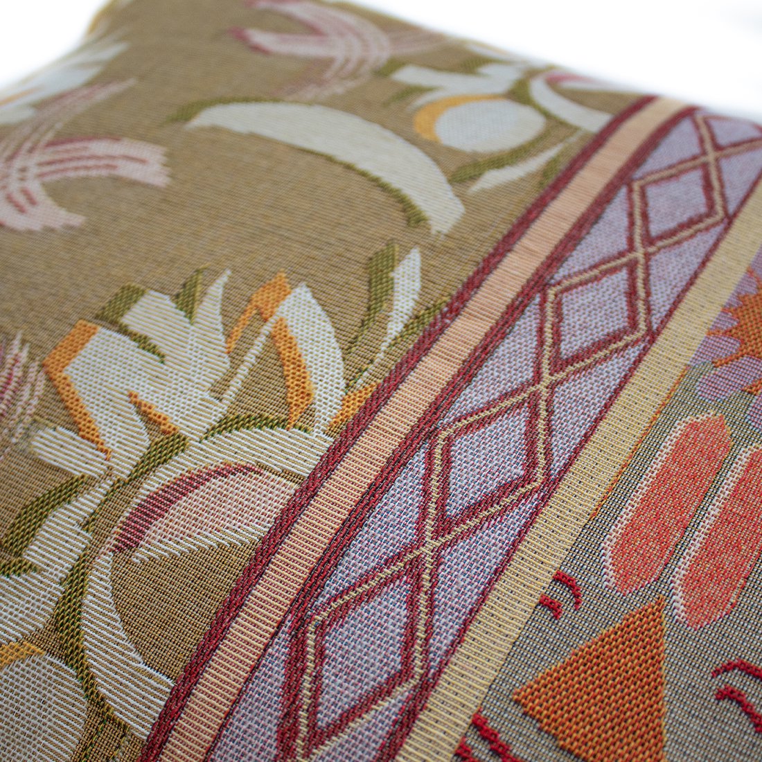 NIN-NIT Nouveau de Fleurs cushion | 100% woven cotton | decorative cushion with flowers and leaves nature print | pink | beige | lilac | green | gray | orange | brown| multicolor | 40x60 cm