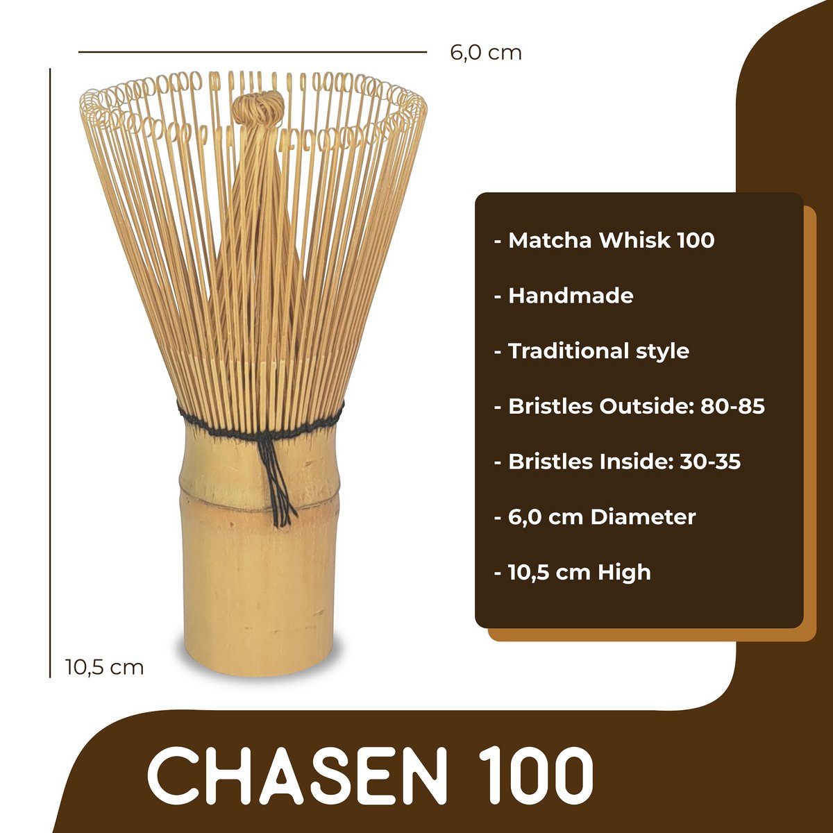 Matcha broom Chasen 100 bristles bamboo white / purple