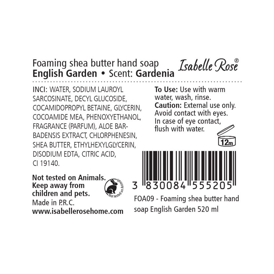 Schäumende Sheabutterseife Englischer Garten 520 ml Isabelle Rose
