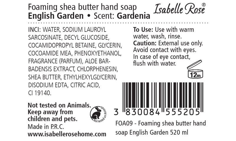 Schäumende Sheabutterseife Englischer Garten 520 ml Isabelle Rose