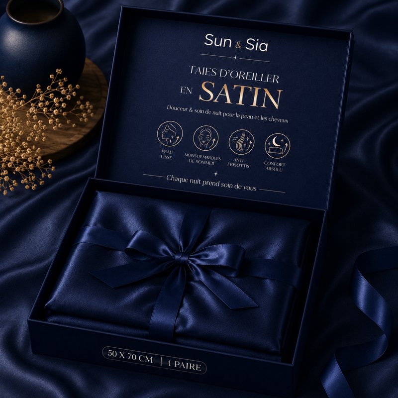 Pair of Midnight Blue Silk Effect Satin Pillowcases