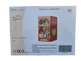 Zestaw konstrukcyjny 3D DIY Booknook Booknook Katedra Kolejowa z czujnikiem światła LED