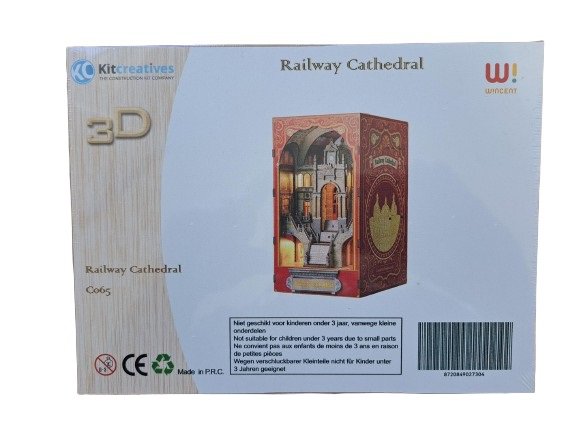 Zestaw konstrukcyjny 3D DIY Booknook Booknook Katedra Kolejowa z czujnikiem światła LED