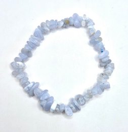 Crystal Gemstone Blue Lace Agate / Blue Lace Agate Chips Armbånd - 19 cm (Blå Kalcedon)