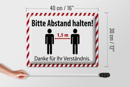 Tin sign note 40x30cm please keep a distance of 1.5 m