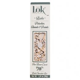  Dark chocolate bar 70% cacao with pistachios, almonds, peanuts, nuts mixed throughout, premium quality.