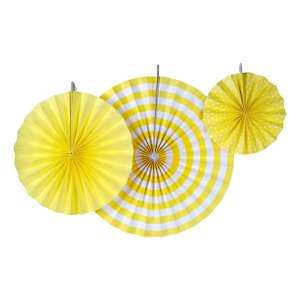 Paper Yellow Fan Set of 3