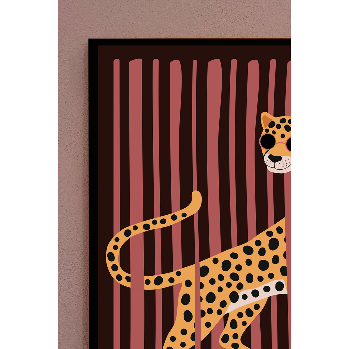 Affiche chambre enfant - Léopard Yala rose