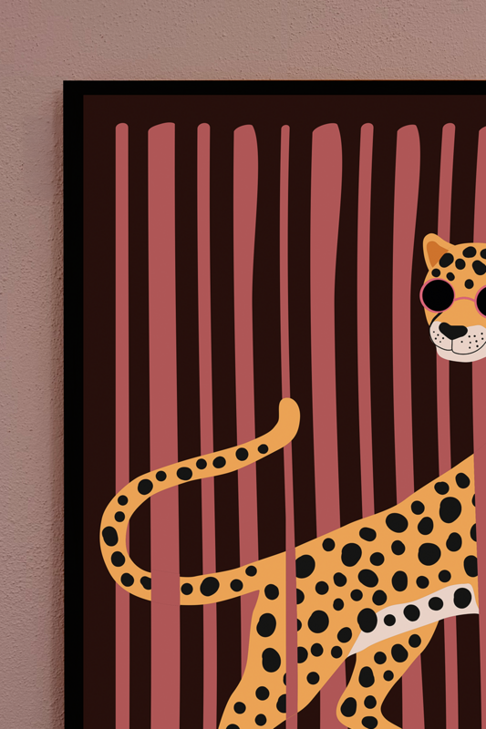 Plakat Børneværelse Leopard - Yala Pink