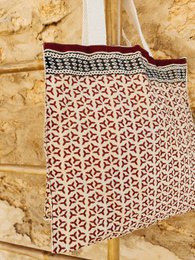 PACKUNG MIT 4 EINHEITEN BAUMWOLLTASCHEN MIT BLOCKDRUCK DEIA-KOLLEKTION