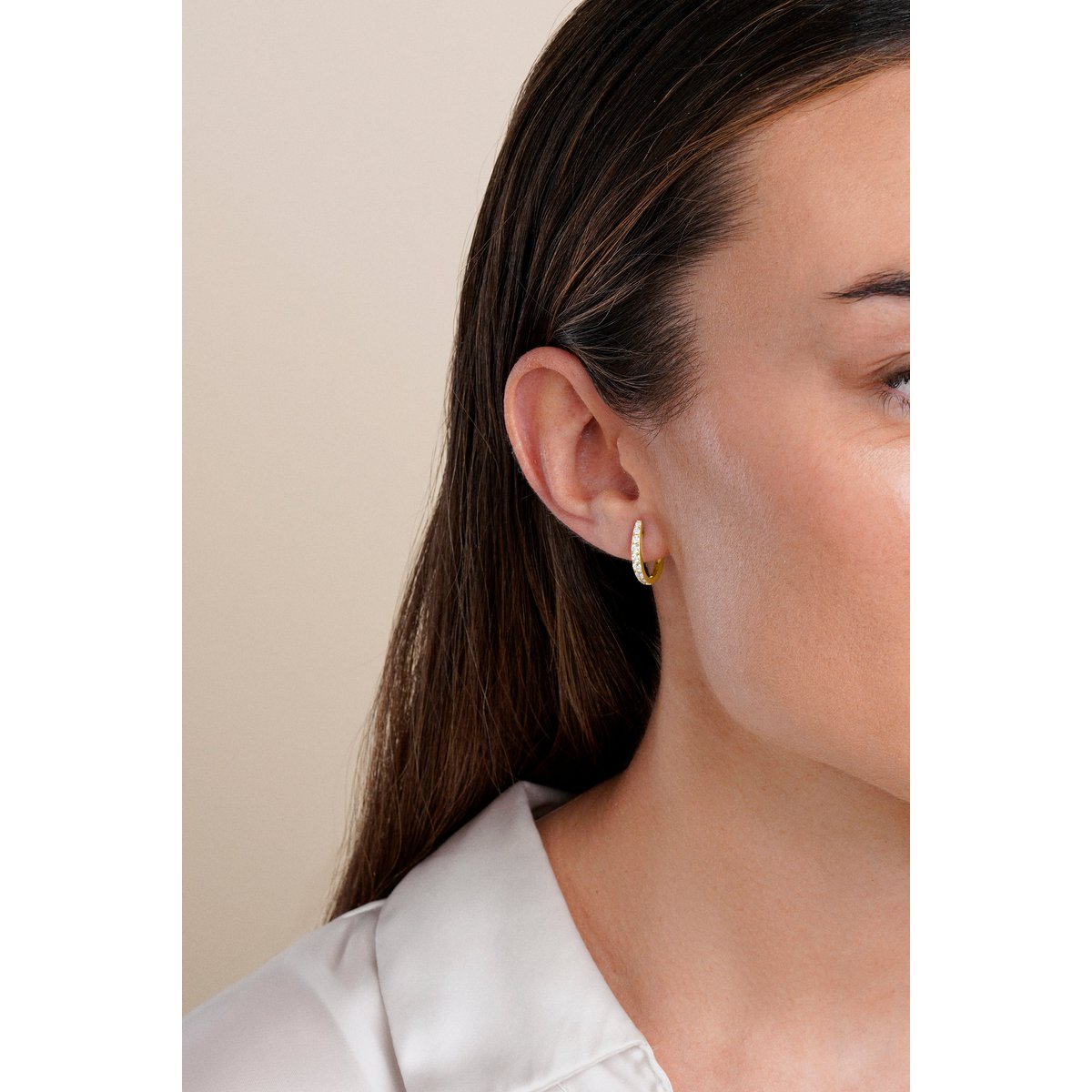Gold-plated silver pointed hoops with zircons